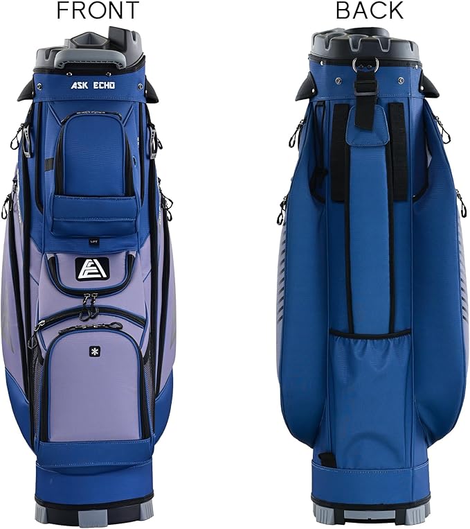 ASK ECHO T-Lock Golf Cart Bag with 14 Way Organizer Divider Top, Premium Cart Bag with Handles and Rain Cover, for Men