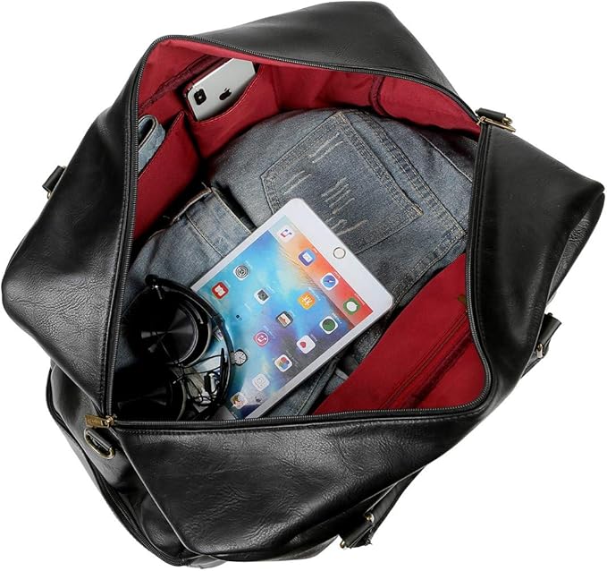 Baosha Vegan Leather Large Travel Duffel Tote Bag Carry On Weekender Overnight Bag With Shoe Compartment HB-38