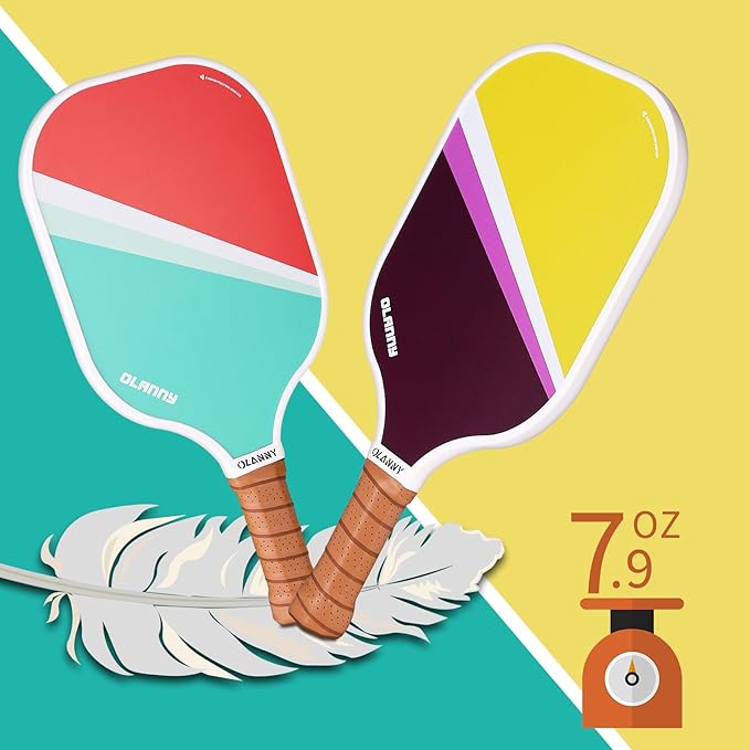 Graphite Pickleball Paddles Set- Premium Rackets Fiber Face & Polymer Honeycomb Core Pickleball Set Includes Pickleball Paddles + Pickleball Balls+ Replacement Soft Grip + 1 Bag