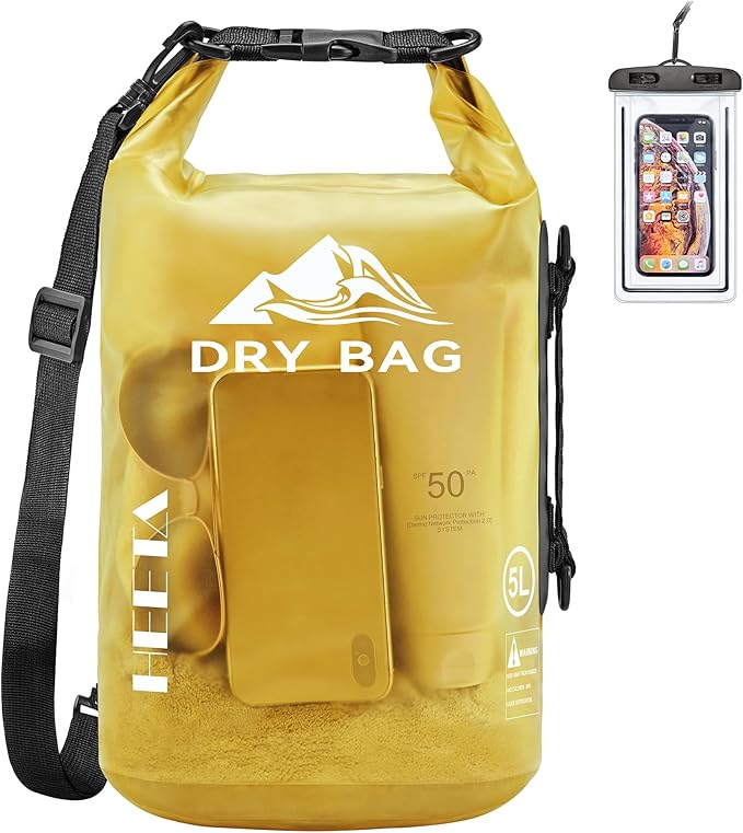 HEETA Dry Bag Waterproof for Women Men, 5L/10L/20L/30L/40L Roll Top Lightweight Dry Storage Bag Backpack with Phone Case for Travel Swimming Boating Kayaking Paddle Board Camping Beach Accessories