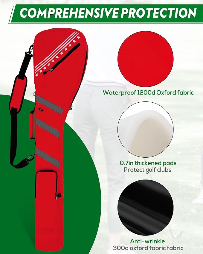 Big Teeth Golf Sunday Bag, Small Golf Bag Lightweight, Par 3 Golf Bag for A Few Clubs Driving Range, Practice with Carry Shoulder Strap Foldable Multi-Colour