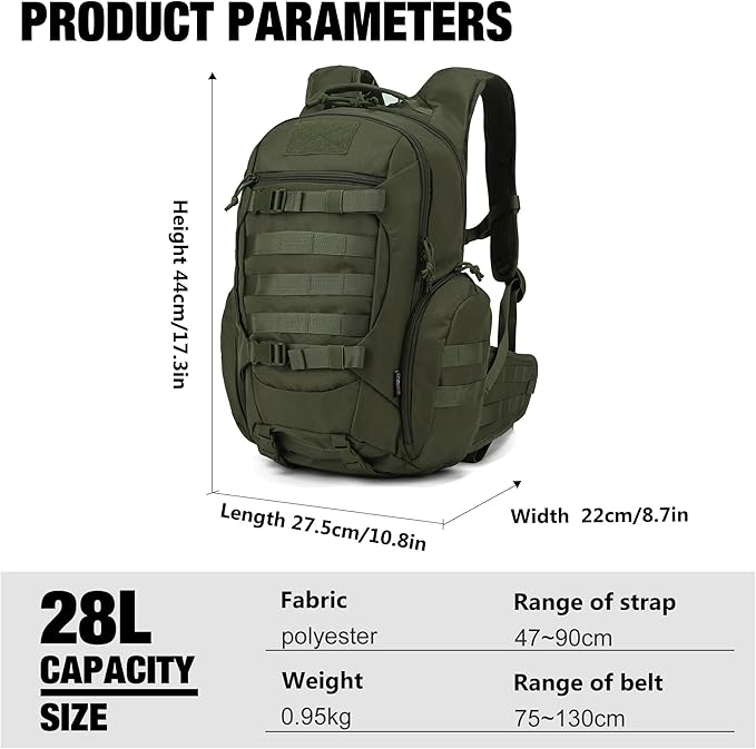Mardingtop Tactical Molle Backpack for Men- 18L/28L EDC Hiking & Motorcycle Backpack
