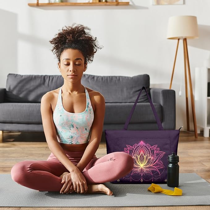 Adalore Women's Yoga Bag with Yoga Mat Carrier - Large Mat Pocket Fitness Tote for Pilates, Gym, Travel, Office & Beach