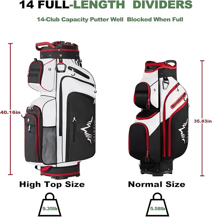 UNIHIMAL 14-Way Golf Cart Bag, Premium Full Length Golf Bag for Men with Magnetic Leather Pocket, Handles and Rain Cover
