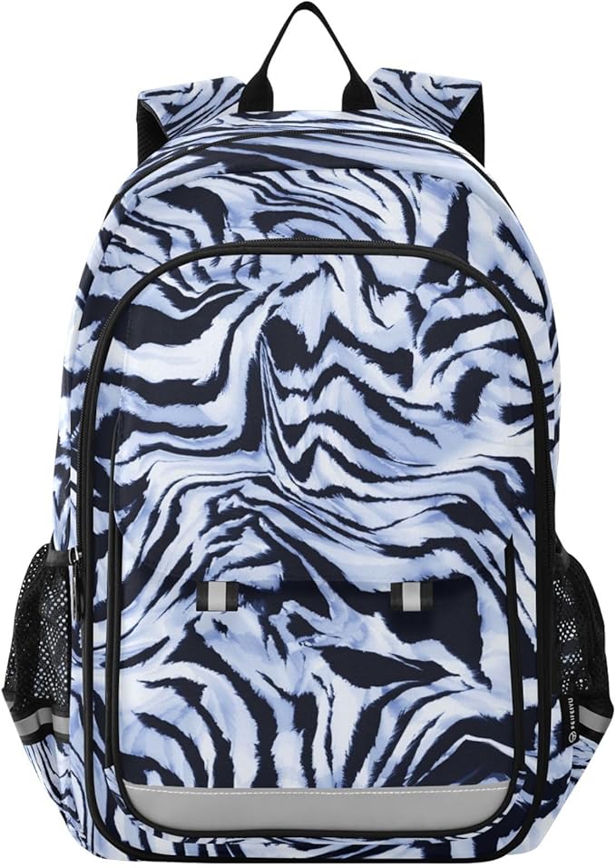 ALAZA Blue Zebra Print Laptop Backpack Purse for Women Men School Bag 17 Inch Bookbag Student Boys Girls Travel Casual Daypack
