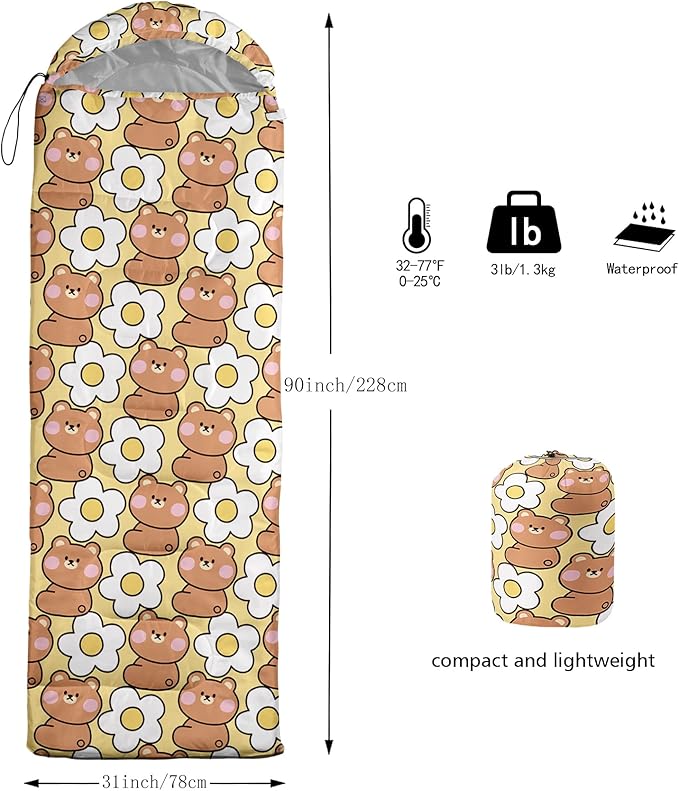QOOMO Camping Sleeping Bags,3 Season Warm & Cool Weather,Lightweight,Waterproof Sleeping Bags for Adults & Kids,Traveling,and Outdoors,Camping Gear Equipment