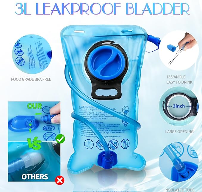 CITCAR Hydration Pack, Water Backpack with 3L Hydration Bladder Lightweight Insulation, Festival Essential, Rave Hydration Backpack, Hydropack Backpack for Rave, Hiking, Biking, Festival Gear