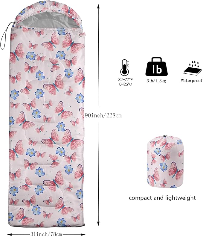 QOOMO Camping Sleeping Bags,3 Season Warm & Cool Weather,Lightweight,Waterproof Sleeping Bags for Adults & Kids,Traveling,and Outdoors,Camping Gear Equipment