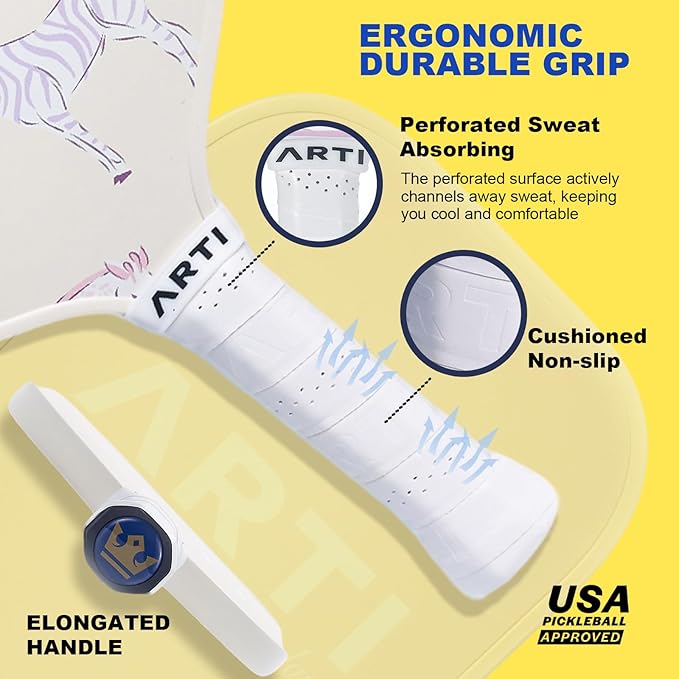 ARTI Pickleball Paddles Set of 2-USAPA Approved Fiberglass Surface Pickleball Set,2 Pickleball Rackets, 4 Balls and 1 Portable Carry Bag