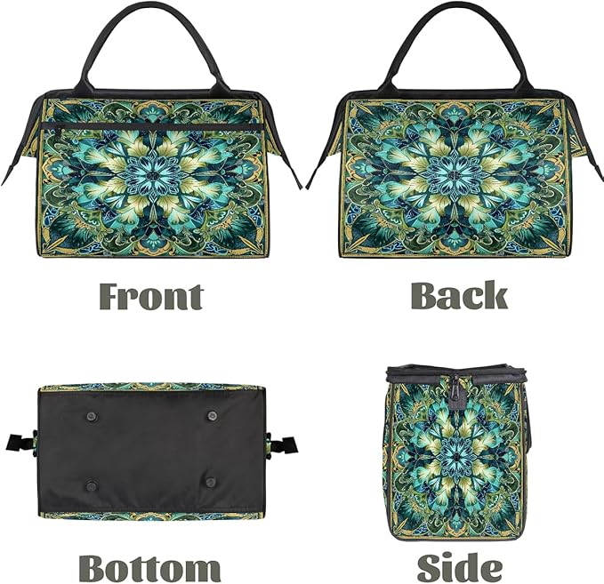 Travel Duffle Bag, Turquoise Mandala Flower Overnight Weekender Tote Bag for Women Men Waterproof Carry On Luggage with Zipper Lightweight Sport Gym Bag for Traveling Yoga Camping Traveling Gifts