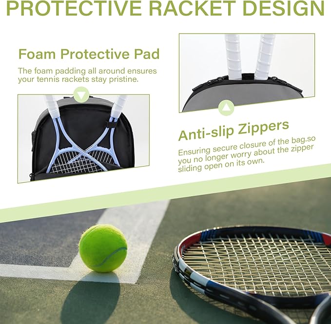 Tennis Bag,Pickleball Bag with Shoe Compartment and Cooler,Fence Hook Design Basketball Backpack for Tennis/Pickleball/Basketball Sport