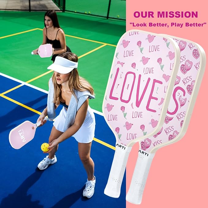 ARTI Pickleball Paddles Set of 2-USAPA Approved Fiberglass Surface Pickleball Set,2 Pickleball Rackets, 4 Balls and 1 Portable Carry Bag