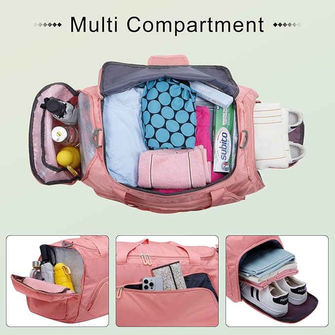 HUA ANGEL Waterproof Gym Duffel Bag for Men Women with Shoe Compartment for Travel Fitness Workout Football Pickleball Tenis