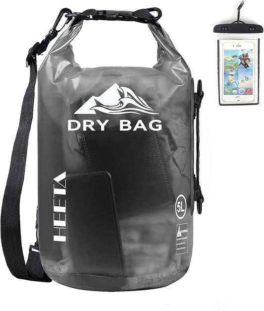HEETA Dry Bag Waterproof for Women Men, 5L/10L/20L/30L/40L Roll Top Lightweight Dry Storage Bag Backpack with Phone Case for Travel Swimming Boating Kayaking Paddle Board Camping Beach Accessories