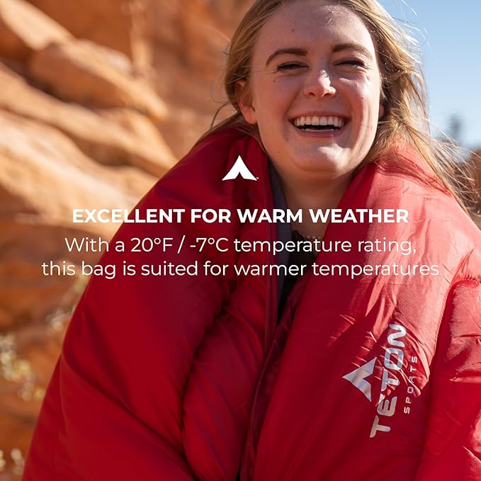 Teton Celsius Regular, 25F, 20F, 0F Degree Sleeping Bags, All Weather Bag for Adults and Kids, Camping Made Easy and Warm, Travel Sack Included