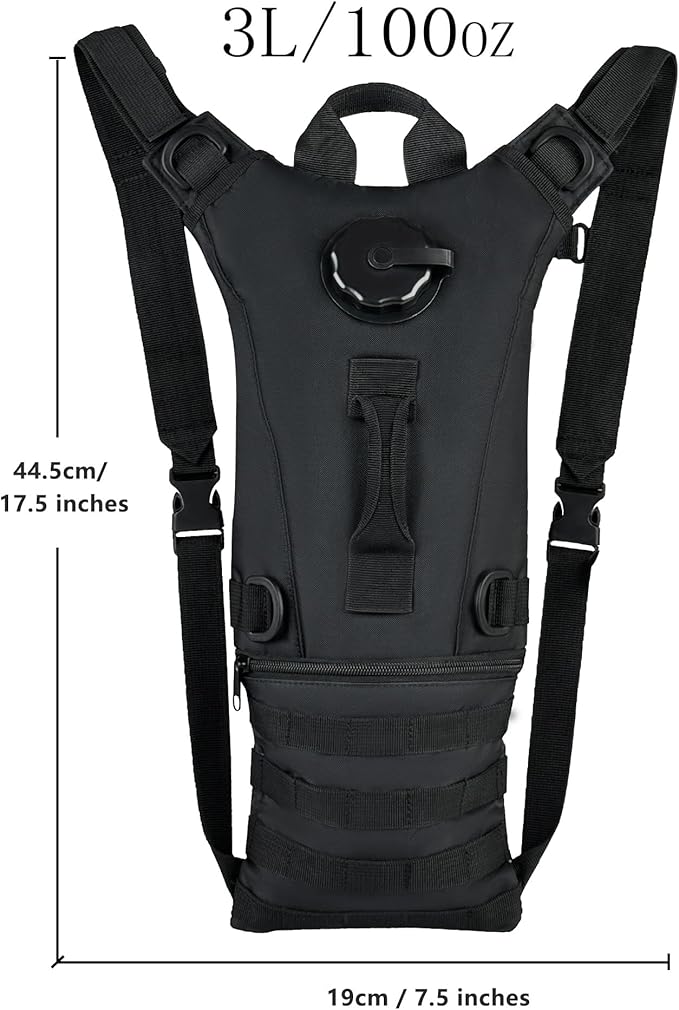 Zavothy Tactical Molle Hydration Backpack with 3L Water Bladder Water Backpack Hydration Pack for Cycling Running Biking Hiking Backpack Black