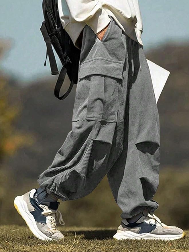 ZAFUL Men's Parachute Pants Casual Baggy Cargo Drawstring Trouser