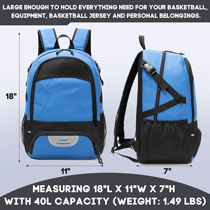 Basketball Bag Backpack, Large Capacity Sports Equipment Bags for Basketball, Soccer, and Volleyball.
