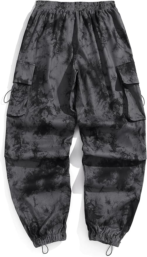 ZAFUL Men's Parachute Pants Casual Baggy Cargo Drawstring Trouser