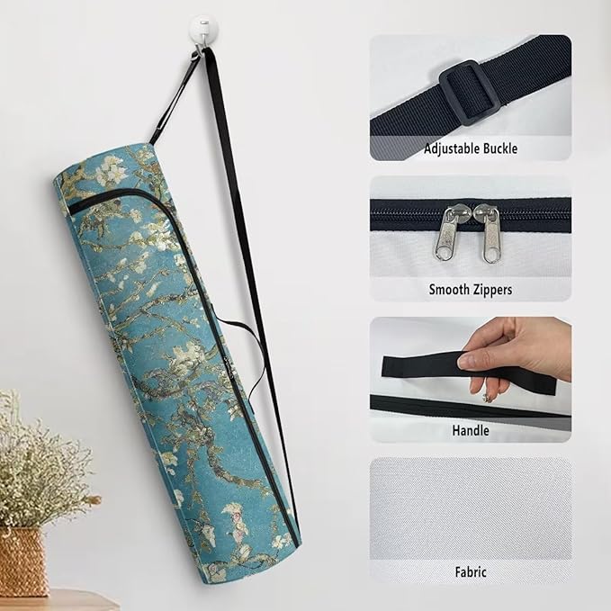 ZCFYGDX Yoga Mat Bag with Adjustable Shoulder Strap and Handle Zipper, 30in Wide x 6.3in Diameter for Yoga Mat Storage