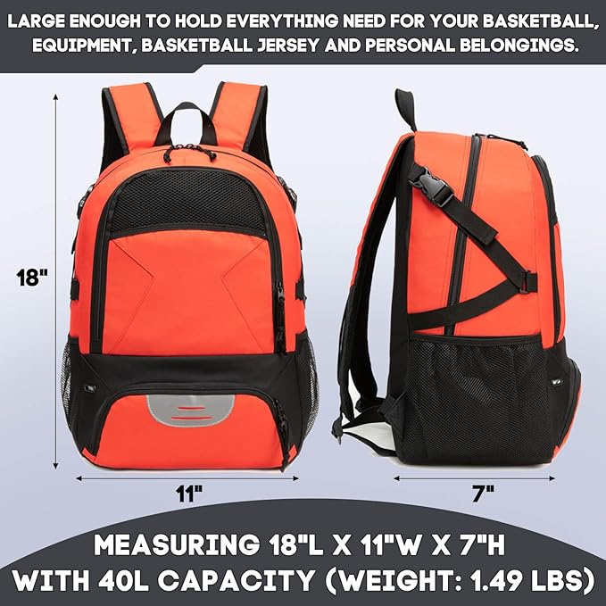 Basketball Bag Backpack, Large Capacity Sports Equipment Bags for Basketball, Soccer, and Volleyball.