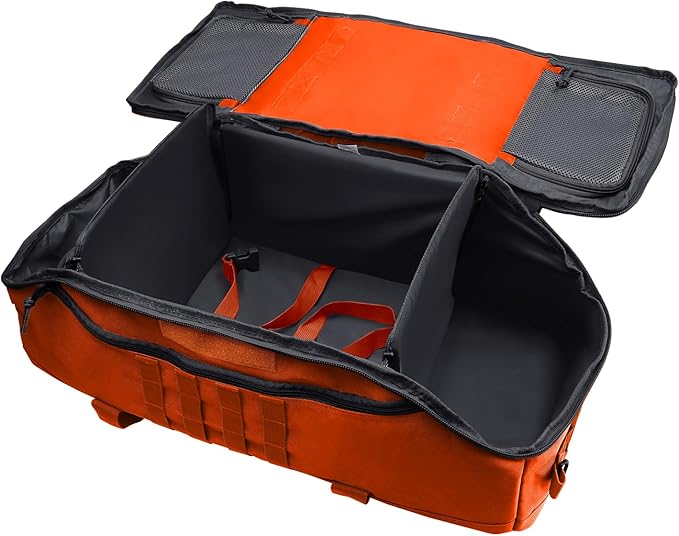65L Large Duffle Bag, 3-in-1 Tactical Backpack MOLLE Pack for Sports, Gym, Outdoor, Orange