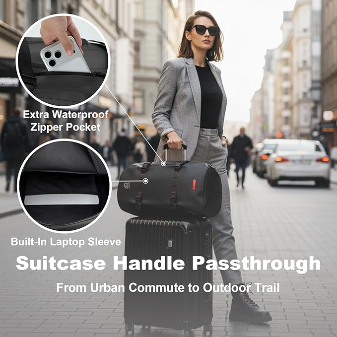 Airtight Waterproof Backpack 30L, Floating Dry Bag with Resin Zipper, IPX7 Gear Protection Large Capacity for Men, Kayaking, Paddle Boarding, Fishing, Travel, Surfing, Work, Outdoor Black