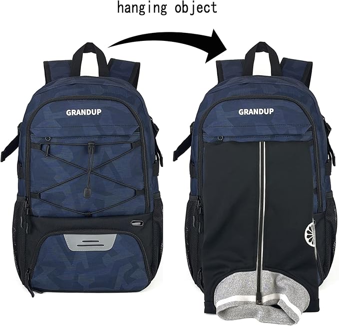 GRANDUP Basketball backpack with ball and shoes compartment Fit Volleyball, soccer, Swim, Gym, Travel, and School, large capacity sports training equipment bags