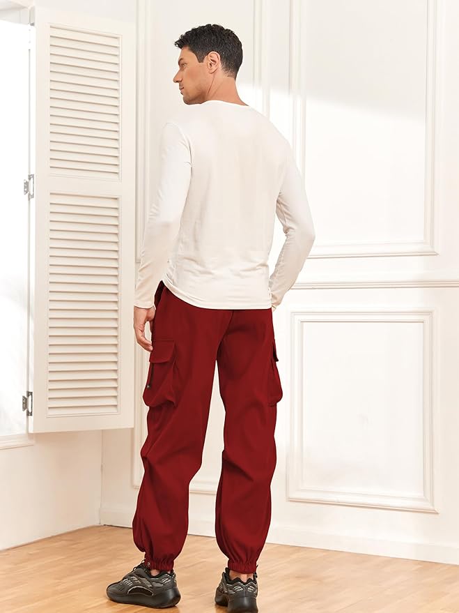 ZAFUL Men's Parachute Pants Casual Baggy Cargo Drawstring Trouser