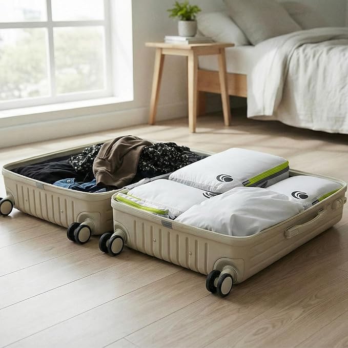 Cipway Compression Packing Cubes Set, Ultralight Expandable Travel Packing Organizers for Carry on Luggage (White 3pcs)