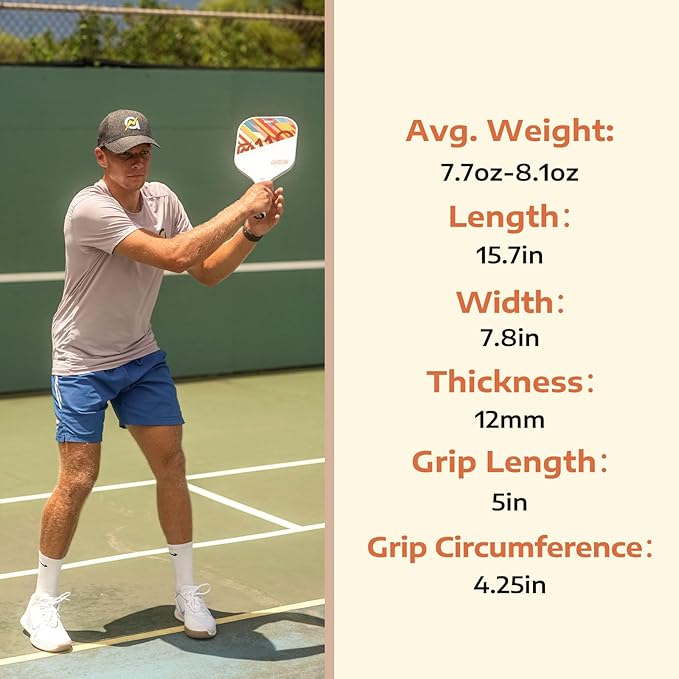 A11N Pickleball Paddles Set Fiberglass Surface Rackets with 4 Pickleball Balls and Pickleball Bag for Beginners - USAPA Approved