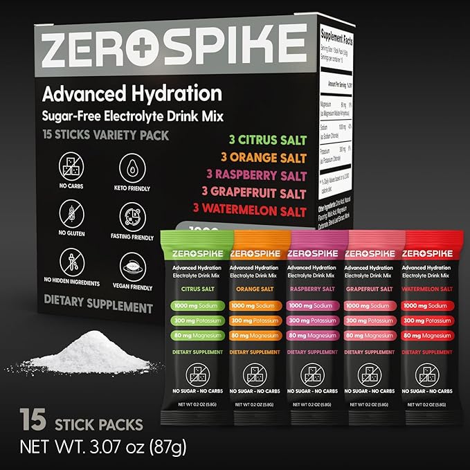 No Sugar Electrolytes Powder Packets | Keto & Fasting Salts Drink Mix | Supplements: The Key Hydration Nutrients Missing from Purified Water | Clean, Variety Pack, Calorie Free | 15 Sticks