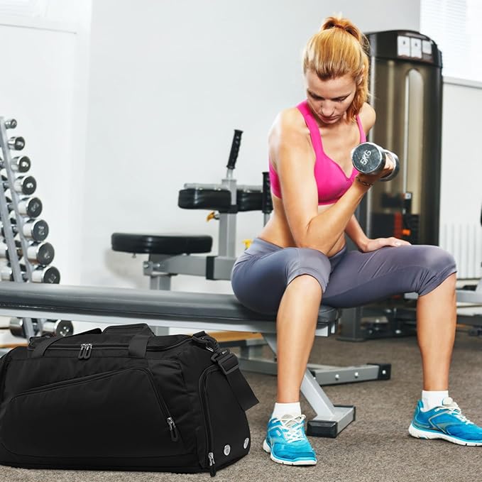 HUA ANGEL Waterproof Gym Duffel Bag for Men Women with Shoe Compartment for Travel Fitness Workout Football Pickleball Tenis