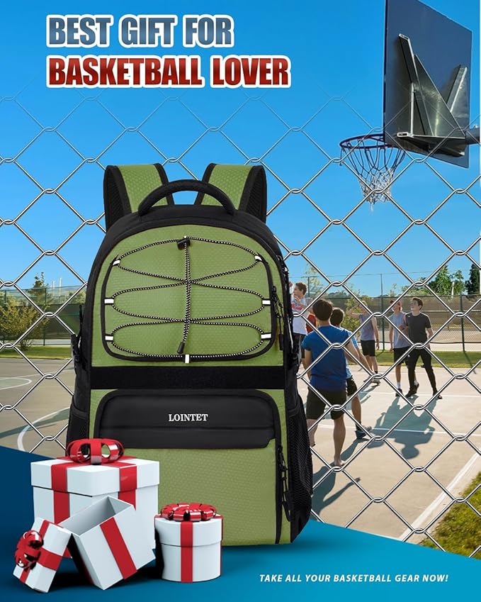 Basketball Bag Backpack with Ball Holder Shoes Compartment, Large Basketball Accessories Sports Bag