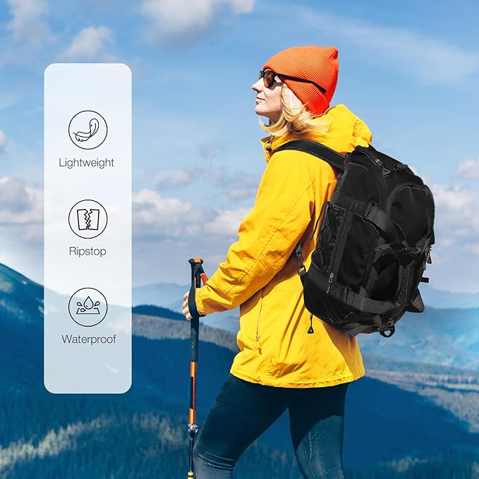 30L Gym Duffel Bag Backpack with Shoe Compartment for Men, Overnight Bag with Wet Pocket for Adults, Black