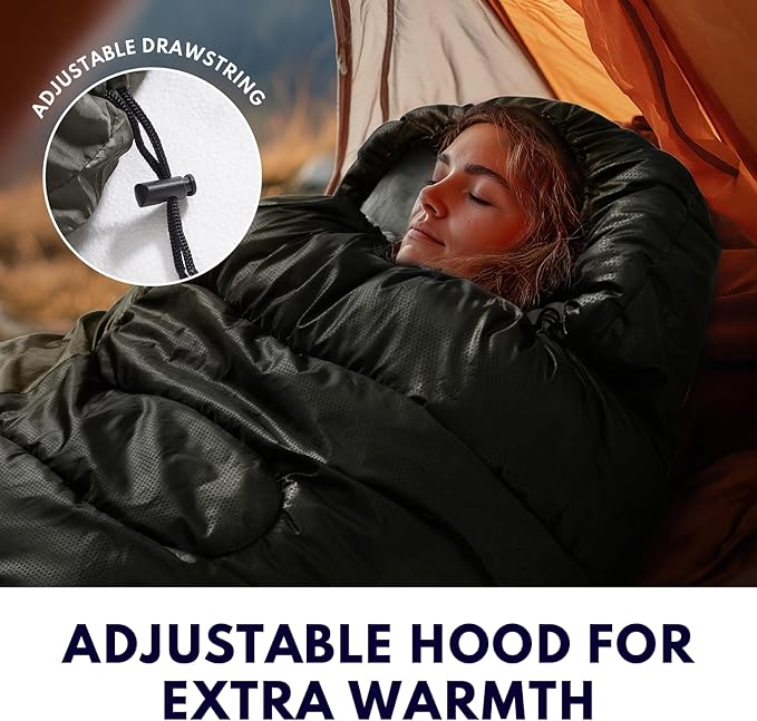 XXL Winter Sleeping Bags for Adults Cold Weather,Camping Sleeping Bag for Kids with Compression Sack,4 Season Camping Essentials Gear for Hiking,Traveling,Outdoor,Backpacking,Climbing