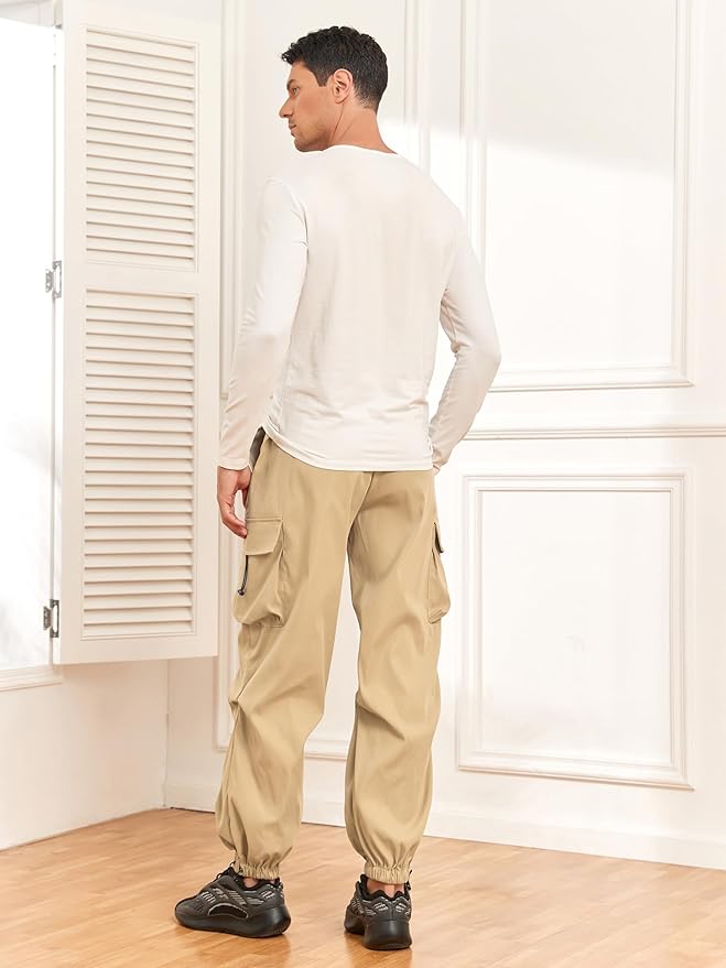 ZAFUL Men's Parachute Pants Casual Baggy Cargo Drawstring Trouser