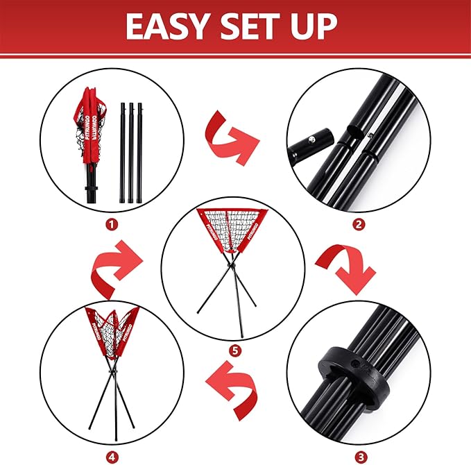 Baseball Softball Ball Caddy Portable Batting Practice Baseball Bat Bags | Use During Training and Drills | Save Your Back No More Bending | Holds up to 60 Baseballs | Instant Setup