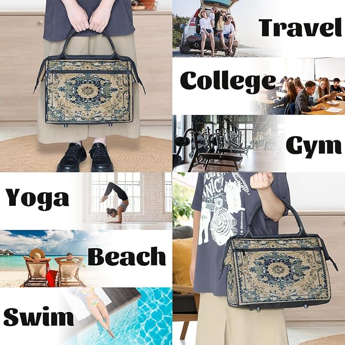 Travel Duffle Bag, Bohemian Print Flowers Overnight Weekender Tote Bag for Women Men Waterproof Carry On Luggage with Zipper Lightweight Sport Gym Bag for Traveling Yoga Camping Traveling Gifts