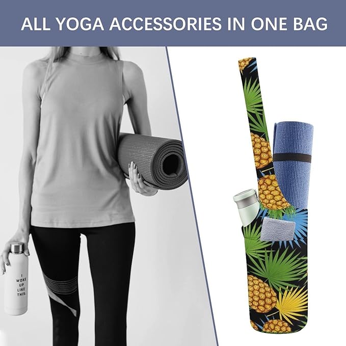 Aiyoolee Single Shoulder Yoga Mat Carrier Bag Portable Spacious with Pocket for Yoga Gym Fitness Travel