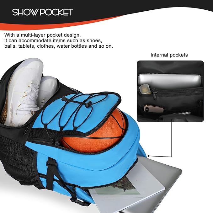 Goloni Basketball Backpack,Large Sports Bag with Ball Compartment & Shoe Compartment,Basketball Bag Fit Volleyball, soccer,Gym