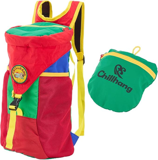 YWYLL Packable 18L Hiking Daypack, Lightweight for Men/Women. Foldable, Water-Resistant, Small Backpack Color Block. (Red)