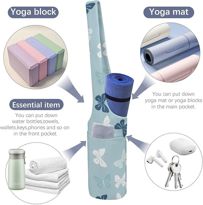 Aiyoolee Single Shoulder Yoga Mat Carrier Bag Portable Spacious with Pocket for Yoga Gym Fitness Travel