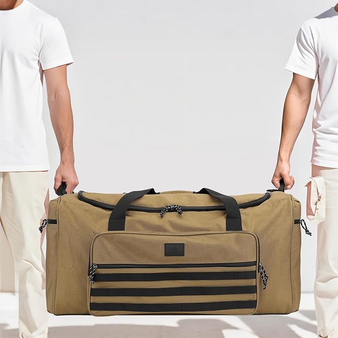 120L Extra Large Gym Duffle Bag for Men Women with Shoes Compartment Heavy Duty Tactical Sports Duffel Bag Big Football Baseball Basketball Soccer Hockey Team Equipment Bag, Brown