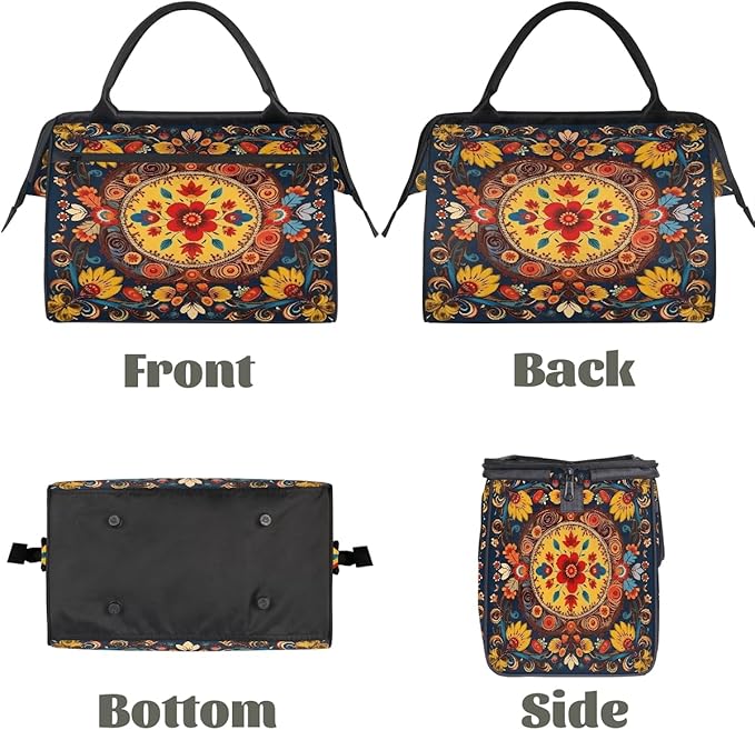 Travel Duffle Bag, Ethnic Florals Mandala Overnight Weekender Tote Bag for Women Men Waterproof Carry On Luggage with Zipper Lightweight Sport Gym Bag for Traveling Yoga Camping Traveling Gifts