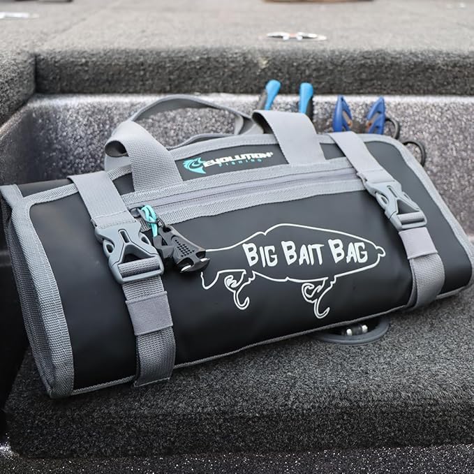 Evolution Fishing Big Bait Bag - 10 in., Roll-Up Lure Bag, Durable, Portable Storage for Large Baits & Gear