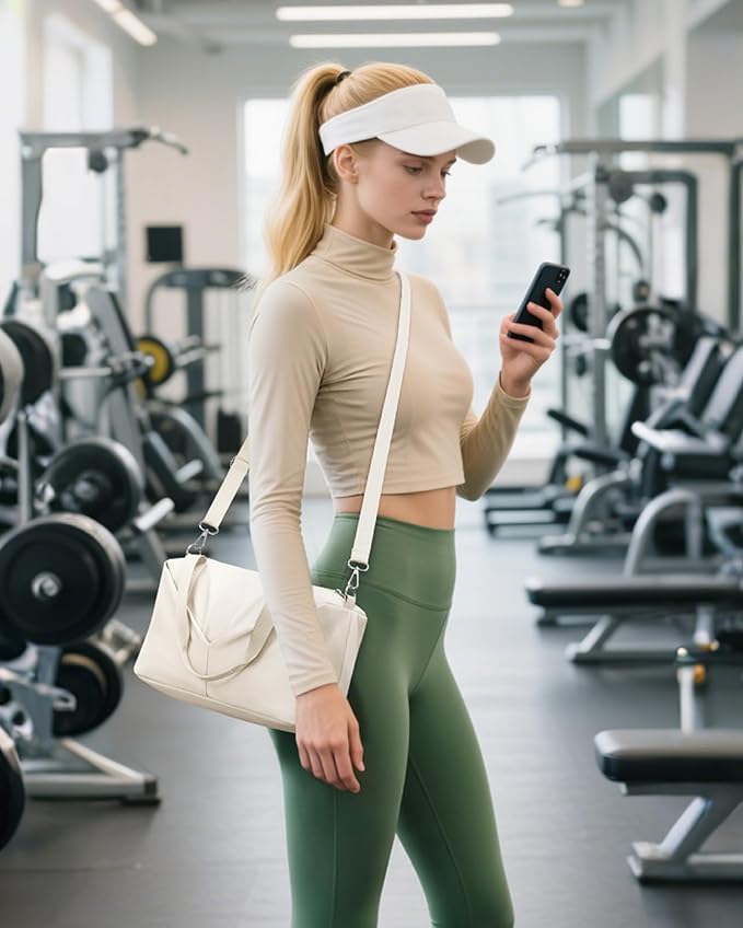 Ceneda Small Gym Bag for Women, 12 inch Mini Gym Bag with Wet Pocket, Lightweight Tote for Gym, Sport, Workout - White