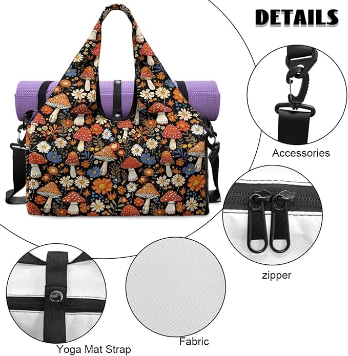 ZCFYGDX Yoga Gym Bag with Removable Adjustable Shoulder Strap, Shoe Compartment & Top Yoga Mat Holder 17.72x8.66x9.84in