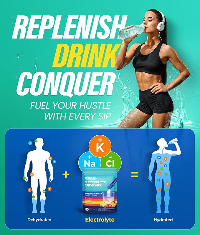 Juicy Splash 16 Packs Sugar Free Electrolytes Powder w/Natural Flavor, Liquid Daily IV Recharge+Tech. Mix 5 Electrolyte for Balance, Raw Seasalt Hydration Packets GF, Vegan, Non-GMO, Keto, Lemon