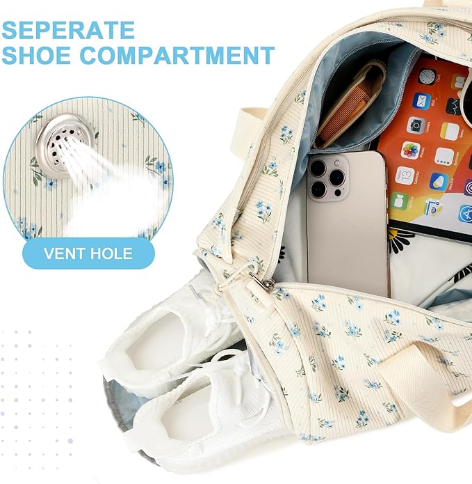 BTOOP Duffle Bag for Gym Sports Women Girls Workout Travel Bag Weekender with Shoe Compartment and Wet Pocket